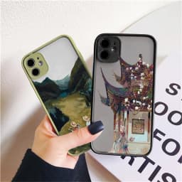 Cartoon Scenery Girl Phone Case For iphone 17 16 15 14 13 11 12 Pro Max Plus for iPhone X XR XS MAX Hard Shockproof Cover Funda