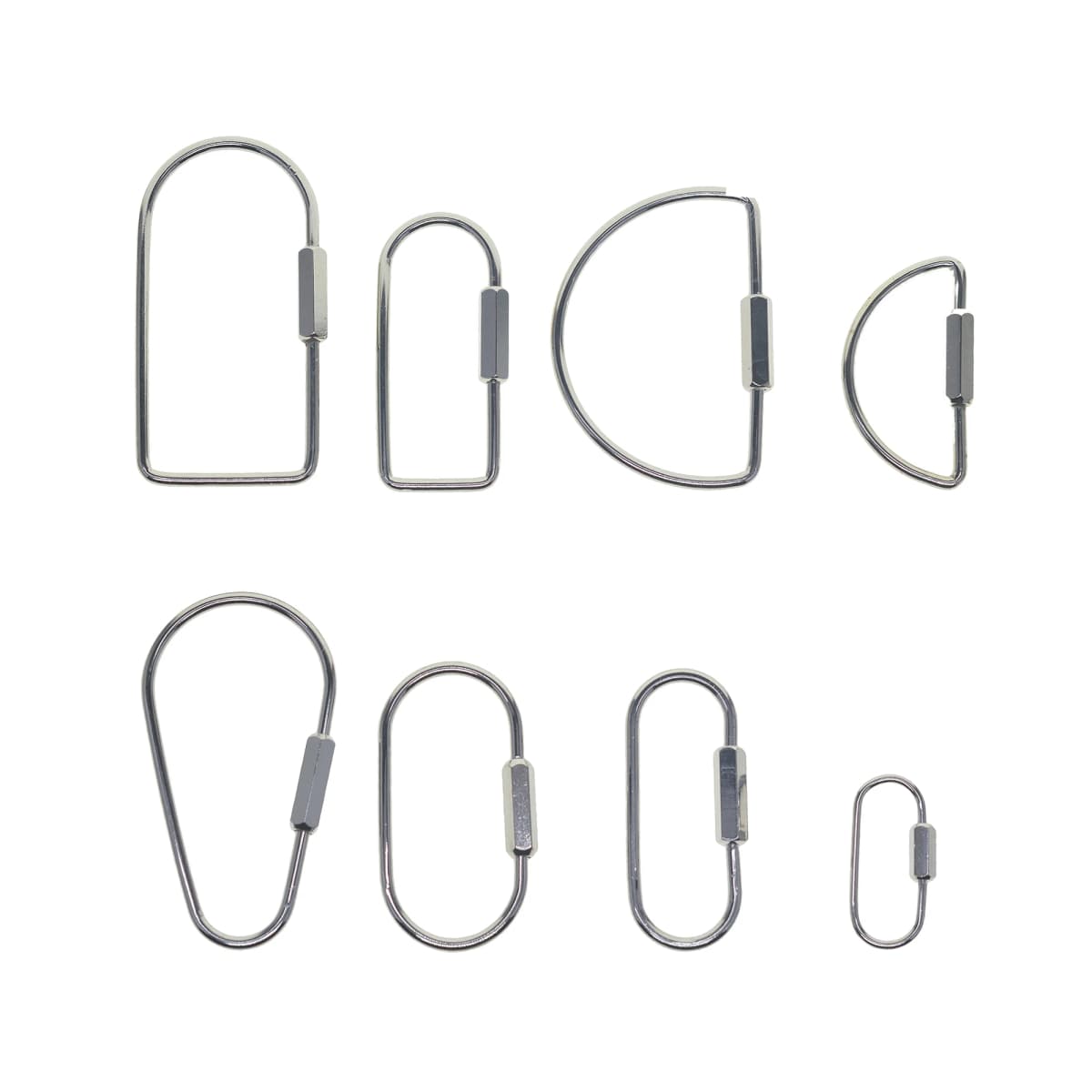 8 Style Stylish Simple Design Silver Plate Brass Oval Drop Rectangle Screw Locking Carabiner Key Ring Keychain EDC Gift
