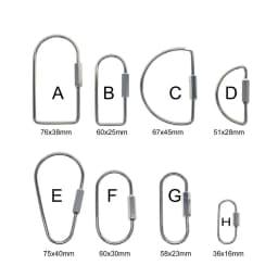 8 Style Stylish Simple Design Silver Plate Brass Oval Drop Rectangle Screw Locking Carabiner Key Ring Keychain EDC Gift