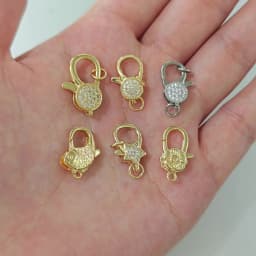 (3280)2PCS 11x15.5MM 24K Gold Color Brass with Zircon Necklace Bracelet Connector Clasps High Quality DIY Jewelry Making Finding