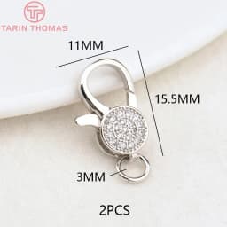 (3280)2PCS 11x15.5MM 24K Gold Color Brass with Zircon Necklace Bracelet Connector Clasps High Quality DIY Jewelry Making Finding