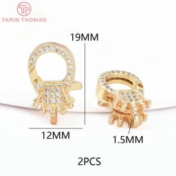 (3280)2PCS 11x15.5MM 24K Gold Color Brass with Zircon Necklace Bracelet Connector Clasps High Quality DIY Jewelry Making Finding