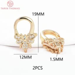 (3280)2PCS 11x15.5MM 24K Gold Color Brass with Zircon Necklace Bracelet Connector Clasps High Quality DIY Jewelry Making Finding