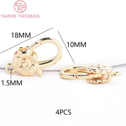 (3280)2PCS 11x15.5MM 24K Gold Color Brass with Zircon Necklace Bracelet Connector Clasps High Quality DIY Jewelry Making Finding