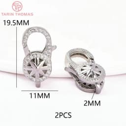 (3280)2PCS 11x15.5MM 24K Gold Color Brass with Zircon Necklace Bracelet Connector Clasps High Quality DIY Jewelry Making Finding