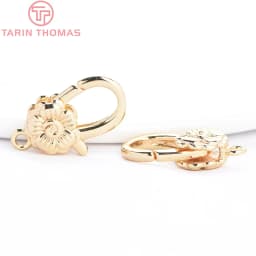 (3280)2PCS 11x15.5MM 24K Gold Color Brass with Zircon Necklace Bracelet Connector Clasps High Quality DIY Jewelry Making Finding