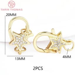 (3280)2PCS 11x15.5MM 24K Gold Color Brass with Zircon Necklace Bracelet Connector Clasps High Quality DIY Jewelry Making Finding