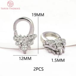 (3280)2PCS 11x15.5MM 24K Gold Color Brass with Zircon Necklace Bracelet Connector Clasps High Quality DIY Jewelry Making Finding