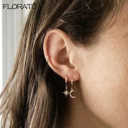 925 Sterling Silver Needle New Star/Moon Small Hoop Earrings for Women Exquisite Crystal Pendant Earrings Fashion Jewelry Gift