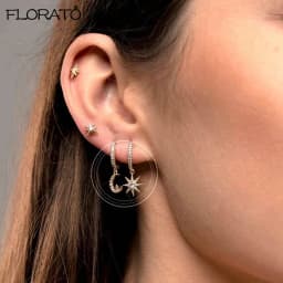 925 Sterling Silver Needle New Star/Moon Small Hoop Earrings for Women Exquisite Crystal Pendant Earrings Fashion Jewelry Gift