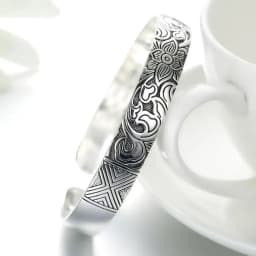 925 Sterling Silver Jewelry Retro Silver Leaf Black Bracelet Men Women New Jewelry Fashion Retro High-quality Bangles