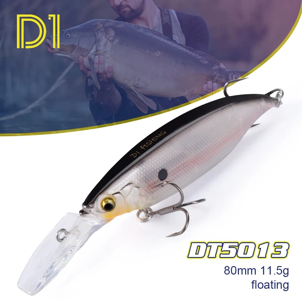 D1 Wobblers Lure Long Lip 80mm 11.5g Floating Rolling Minnow Fishing Tackle Artificial Hard Bait For Piker Bass Perch DT5013