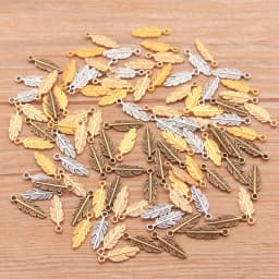 80Pcs 2023 New 5*15mm 9 Color Metal Zinc Alloy Two-sided MINI Leaves Charms Fit Jewelry Plant Pendant Makings DIY Handmade Craft