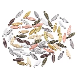 80Pcs 2023 New 5*15mm 9 Color Metal Zinc Alloy Two-sided MINI Leaves Charms Fit Jewelry Plant Pendant Makings DIY Handmade Craft