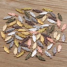 80Pcs 2023 New 5*15mm 9 Color Metal Zinc Alloy Two-sided MINI Leaves Charms Fit Jewelry Plant Pendant Makings DIY Handmade Craft