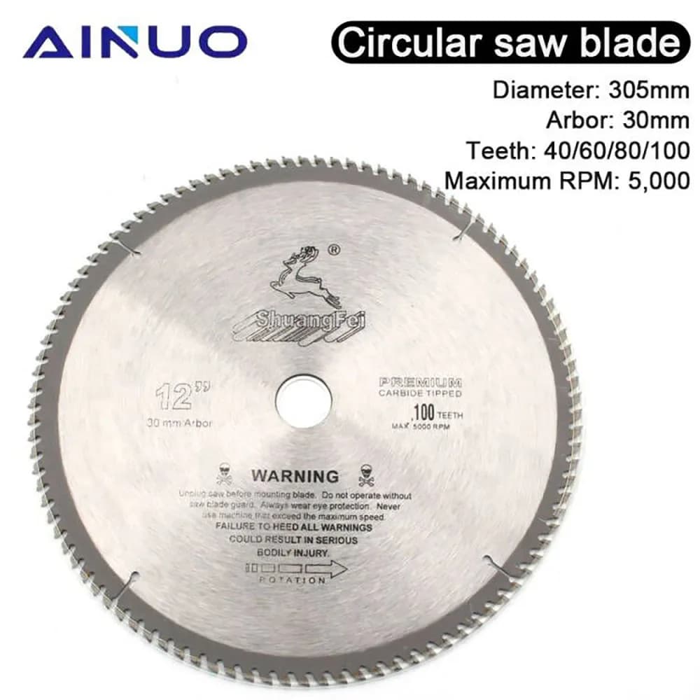 305mm Circular Saw Blade 12" Tungsten Steel Alloy Saw Blades Carbide Tipped Wood Cutter Wood Cutting Disc