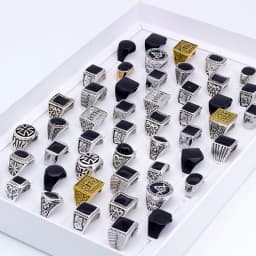 50 Pieces/Lot Fashion Simple Style Black Square Ring Classic Ring Wedding Engagement Party Jewelry Classic For Men Women Gift