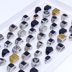 50 Pieces/Lot Fashion Simple Style Black Square Ring Classic Ring Wedding Engagement Party Jewelry Classic For Men Women Gift