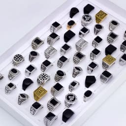 50 Pieces/Lot Fashion Simple Style Black Square Ring Classic Ring Wedding Engagement Party Jewelry Classic For Men Women Gift