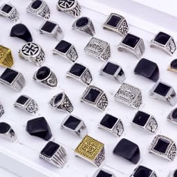 50 Pieces/Lot Fashion Simple Style Black Square Ring Classic Ring Wedding Engagement Party Jewelry Classic For Men Women Gift