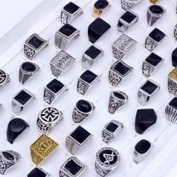 50 Pieces/Lot Fashion Simple Style Black Square Ring Classic Ring Wedding Engagement Party Jewelry Classic For Men Women Gift