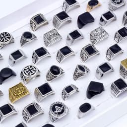 50 Pieces/Lot Fashion Simple Style Black Square Ring Classic Ring Wedding Engagement Party Jewelry Classic For Men Women Gift