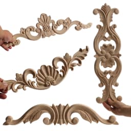 WMQE Unpainted Wood Carved Applique Beautiful Carving Decal Garden Fence for Home Furniture Wall Door Frame Cabinet Decor