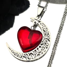 Black Color Stainless Steel Natural Stone Charm Necklace Women Moon Heart Necklace Valentines Jewelry Acero Inoxidable Joyeria