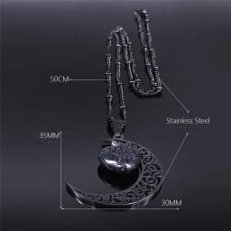 Black Color Stainless Steel Natural Stone Charm Necklace Women Moon Heart Necklace Valentines Jewelry Acero Inoxidable Joyeria