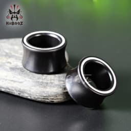 KUBOOZ High End Design White Line Wood Ear Piercing Plugs Gauges Expanders Fashion Body Jewelry Earring Tunnels Stretchers 2PCS