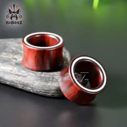 KUBOOZ High End Design White Line Wood Ear Piercing Plugs Gauges Expanders Fashion Body Jewelry Earring Tunnels Stretchers 2PCS