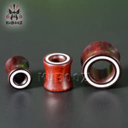 KUBOOZ High End Design White Line Wood Ear Piercing Plugs Gauges Expanders Fashion Body Jewelry Earring Tunnels Stretchers 2PCS