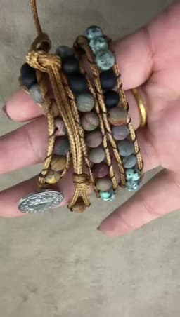 Milangirl Bohemia Jewelry Bracelets 6MM Matte Stone Wrap Leather Bracelets Vintage 3 Strands Multilayer Woven
