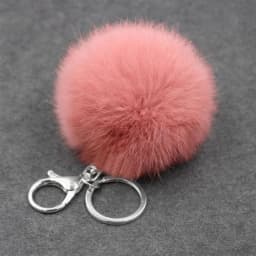 Cute Fluffy Real Rabbit Fur Ball Pompom Key Chain For Women Girls Plush Pompon Keychain On Bag Car Trinket Female Wedding Gift