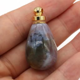 Natural Gem Stone Essential Oil Diffuser Perfume Bottle Pendant Crystal Agates Round Drop Shape Charms for DIY Necklace Jewelry