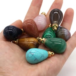 Natural Gem Stone Essential Oil Diffuser Perfume Bottle Pendant Crystal Agates Round Drop Shape Charms for DIY Necklace Jewelry