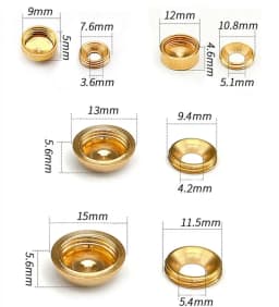 8pcs Brass Screw Cap Circle Decorative Nail Antique Pure copper Decorative Nail Mirror Fixing Screws Cover Self-tapping Screws