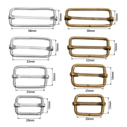 20pcs/lot Metal Square Ring Buckles Strap Slider Adjuster for Bags Garment Leather Accessories DIY Needlework