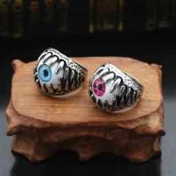 Men's Fashion Vintage Dragon Claw Evil Eye Ring Fashion Devil Eyeball Party Rings Men Jewelry Anime Skull Hip Hop