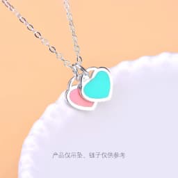 925 Sterling Silver Peach Heart Necklace Blue Heart Pink Heart Pendant women's necklace hand woven jewelry DIY accessories coupl
