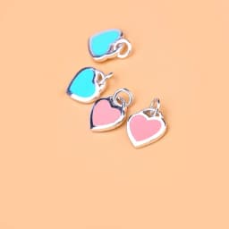 925 Sterling Silver Peach Heart Necklace Blue Heart Pink Heart Pendant women's necklace hand woven jewelry DIY accessories coupl