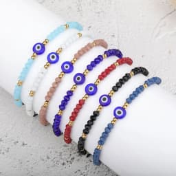 Turkish Evil Eye Bracelet Sets Colorful Crystal Resin Bead Rope Chain Eyes Lucky Couple Male Bracelets for Women Charm Jewelry