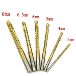 Titanium Coated Drill Bit Set 3/4/5/6/6.5/8mm Spiral Screw Metric Composite Tap Drill Bit Twist Drill Bits For Cutting Drilling