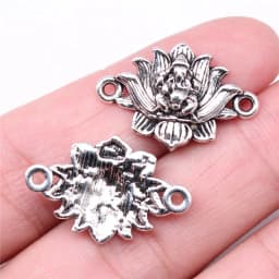 20pcs Lotus Flower Head Meditation Yoga Pendants For Jewelry Making DIY Handmade Craft