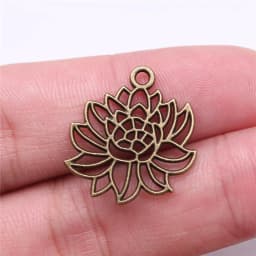20pcs Lotus Flower Head Meditation Yoga Pendants For Jewelry Making DIY Handmade Craft