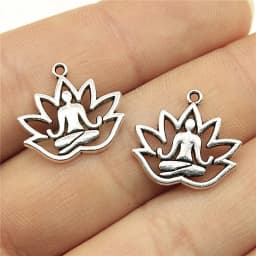 20pcs Lotus Flower Head Meditation Yoga Pendants For Jewelry Making DIY Handmade Craft