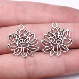 20pcs Lotus Flower Head Meditation Yoga Pendants For Jewelry Making DIY Handmade Craft