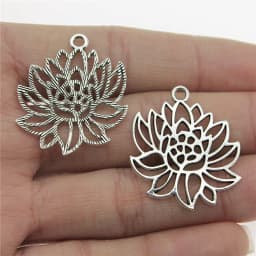 20pcs Lotus Flower Head Meditation Yoga Pendants For Jewelry Making DIY Handmade Craft