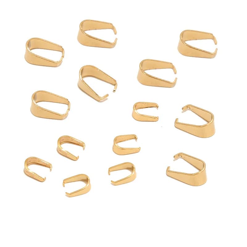 50pcs Gold Stainless Steel Pinch Clip Bail Pendant Connectors Necklace Clasp Seeds Buckle Hook for DIY Jewelry Making