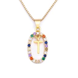 Nidin New Hot Sale Colorful 26 Letters A - Z Initial Alphabet Pendant Long Chain Necklace Name Jewelry Women Accessories Gift
